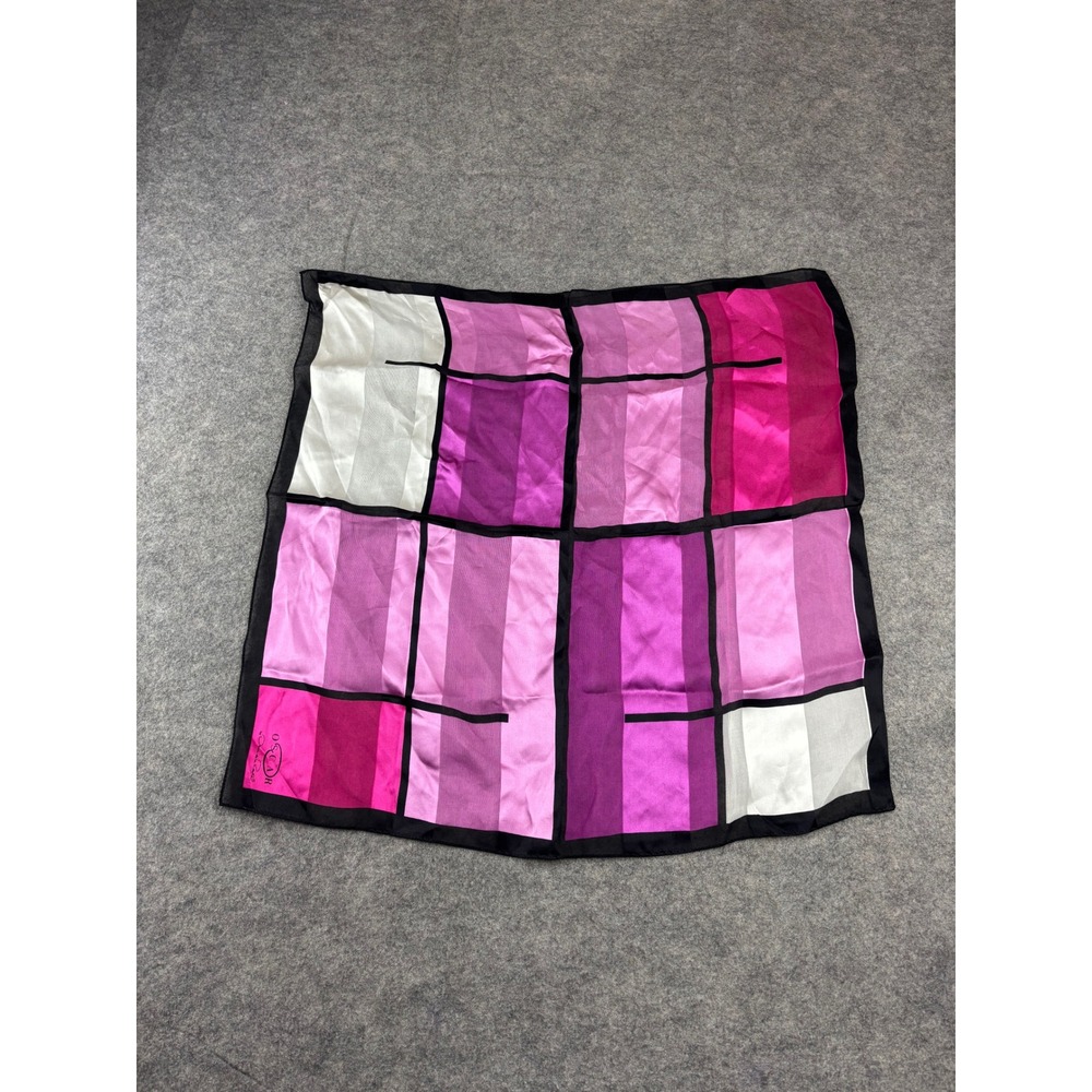 VTG Chic Oscar de la Renta Pink Purple Colorblock Geometric Square Scarf 21x21